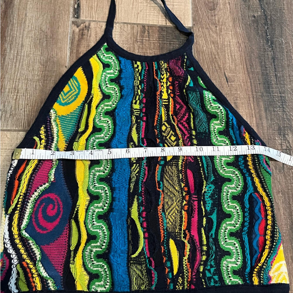 *SOLD* Vintage COOGI multicolor 2 piece Bodycon mini skirt and halter top dress - Picture 3 of 16